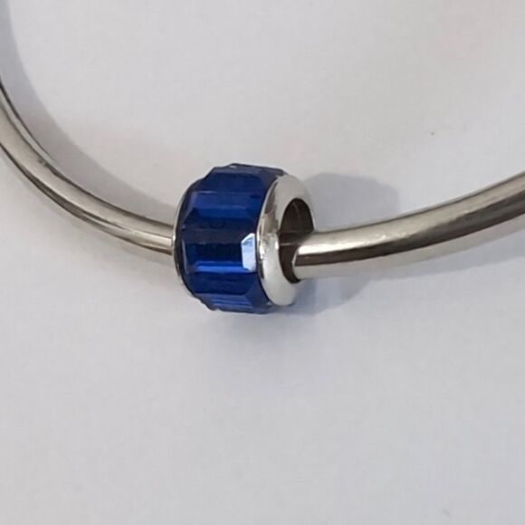 Silver‎ Dark Blue Crystals Charm for Pandora Style Bracelet - Picture 1 of 4